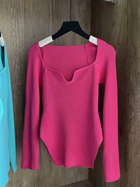 Woman's Long Sleeve Knitted Pullover(Shipping 10-14 Days)