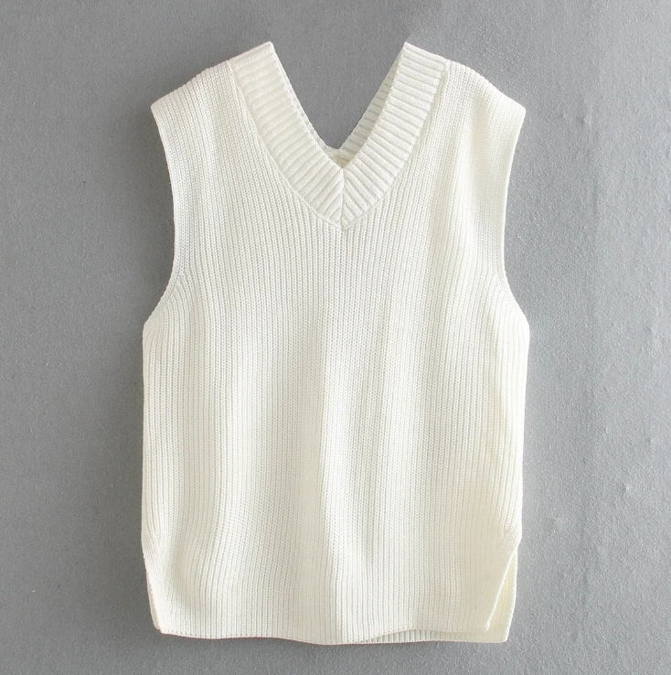 V-neck Knitted Sleeveless Vest(Shipping 10-14 Days)
