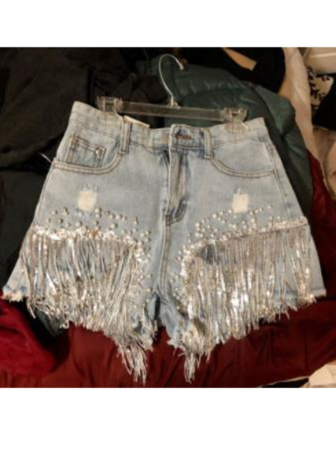 Tassel Beading Denim Short(Shipping 10-14 Days)