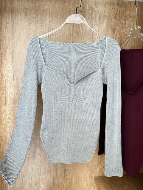 Woman's Long Sleeve Knitted Pullover(Shipping 10-14 Days)