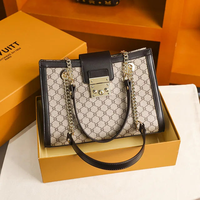 2024 new leather women's bag designer brand senior light luxury atmosphere large capacity hand bill of lading shoulder bag (Shipping 10-14 Days)