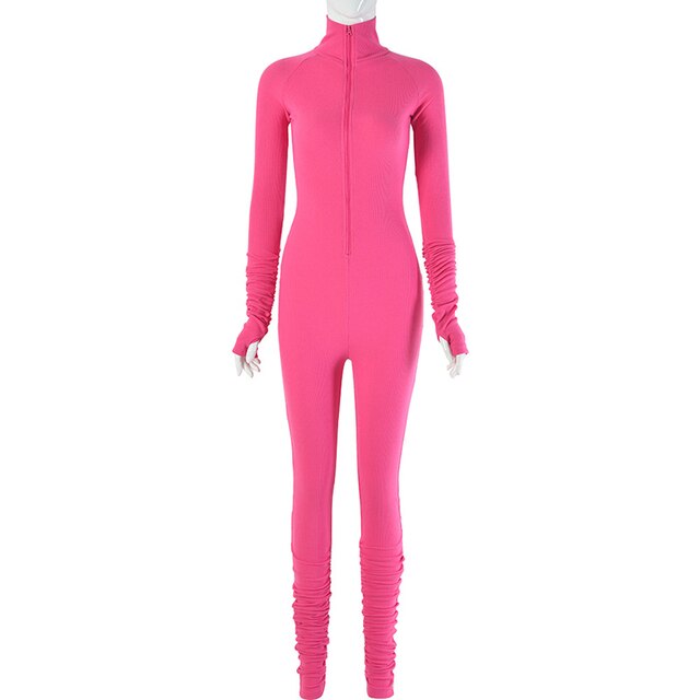 Turtleneck Gloved Sleeve Jumpsuits(Shipping 10-14 Days)