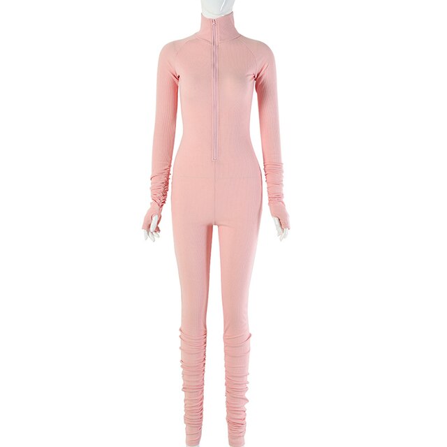 Turtleneck Gloved Sleeve Jumpsuits(Shipping 10-14 Days)