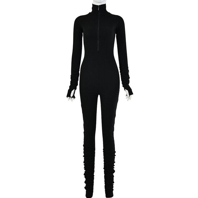 Turtleneck Gloved Sleeve Jumpsuits(Shipping 10-14 Days)
