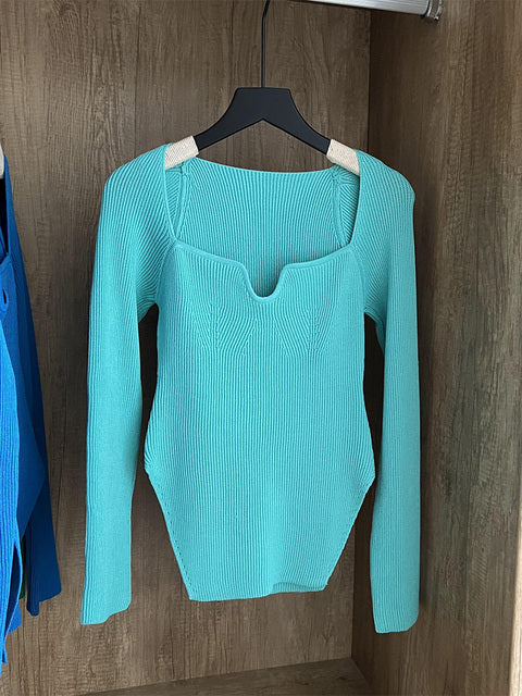 Woman's Long Sleeve Knitted Pullover(Shipping 10-14 Days)