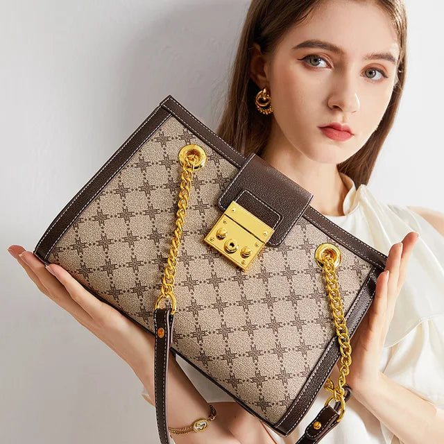 2024 new leather women's bag designer brand senior light luxury atmosphere large capacity hand bill of lading shoulder bag (Shipping 10-14 Days)