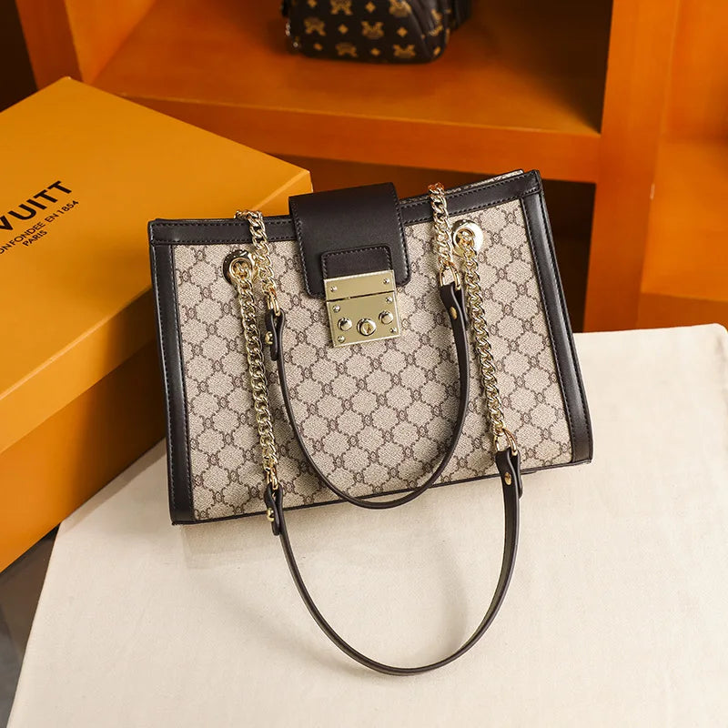 2024 new leather women's bag designer brand senior light luxury atmosphere large capacity hand bill of lading shoulder bag (Shipping 10-14 Days)