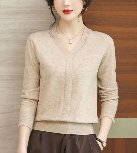 Women Ruffled Mesh Lace Patchwork Elegant Knitwears Spring Autumn Fashion V Neck Long Sleeve Pullover Knitted Tops Ropa De Mujer(Shipping 10-14 Days)