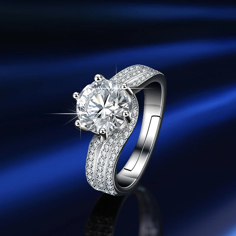 GRA moissanite ring, two-carat Deluxe Crown, full of diamonds, set with lady jewelry, ring accessories(Shipping 10-14 Days)
