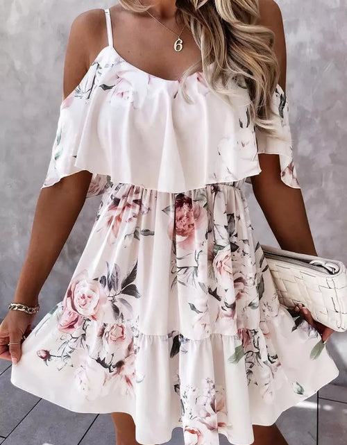 Load image into Gallery viewer, Off Shoulder Floral Mini Dress(Shipping 10-14 Days)
