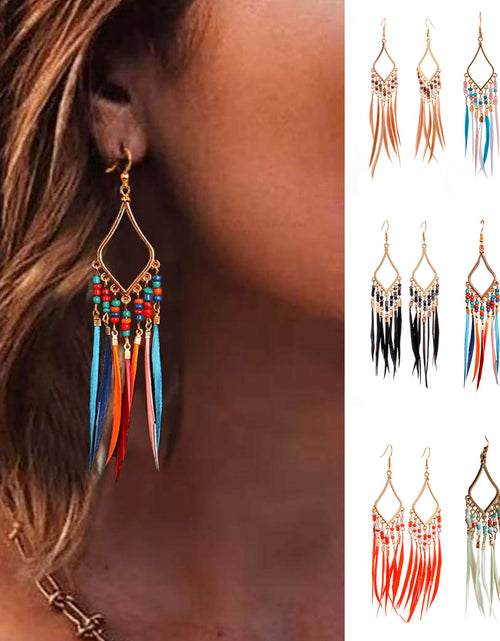 Load image into Gallery viewer, Tassels Feather Earrings(Shipping 10-14 Days)
