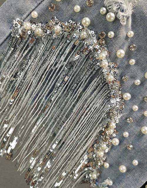 Load image into Gallery viewer, Tassel Beading Denim Short(Shipping 10-14 Days)
