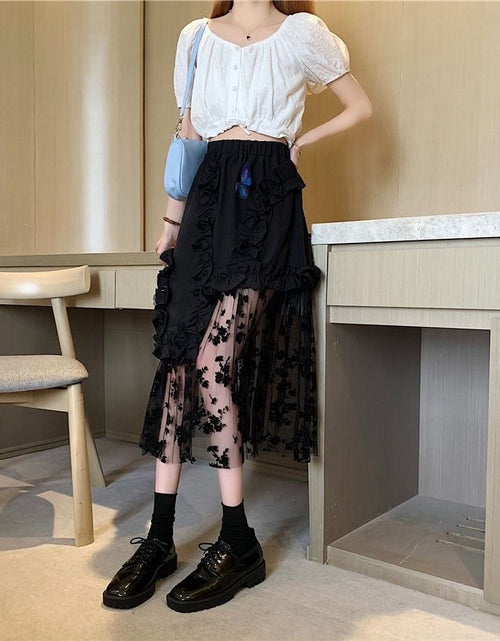 Load image into Gallery viewer, Black Lace Patchwork Skirt(Shipping 10-14 Days)
