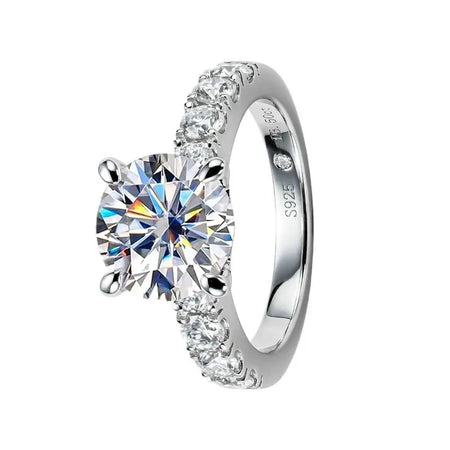 HTOTOH 3.5 Carat Moissanite Diamond Engagement Ring S925 Silver Round Wedding Ring Fine Jewelry (Shipping 10-14 Days)