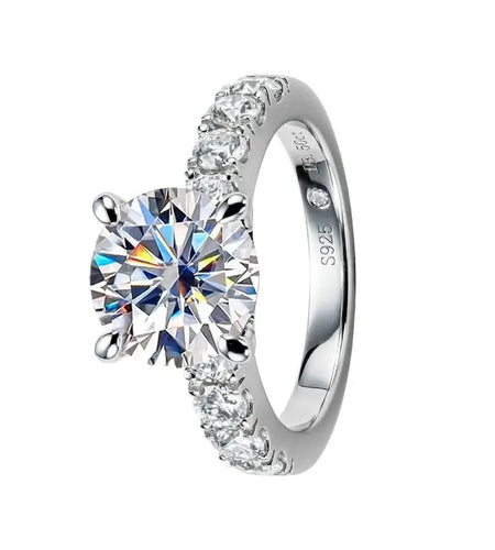 HTOTOH 3.5 Carat Moissanite Diamond Engagement Ring S925 Silver Round Wedding Ring Fine Jewelry (Shipping 10-14 Days)