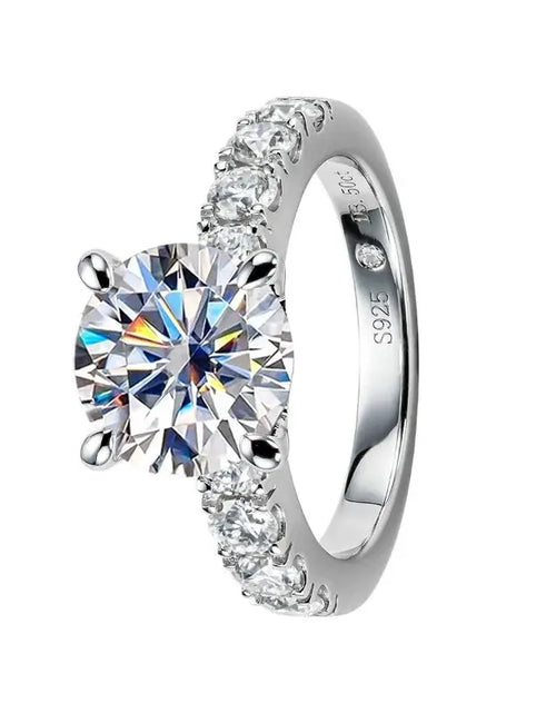 Load image into Gallery viewer, HTOTOH 3.5 Carat Moissanite Diamond Engagement Ring S925 Silver Round Wedding Ring Fine Jewelry (Shipping 10-14 Days)
