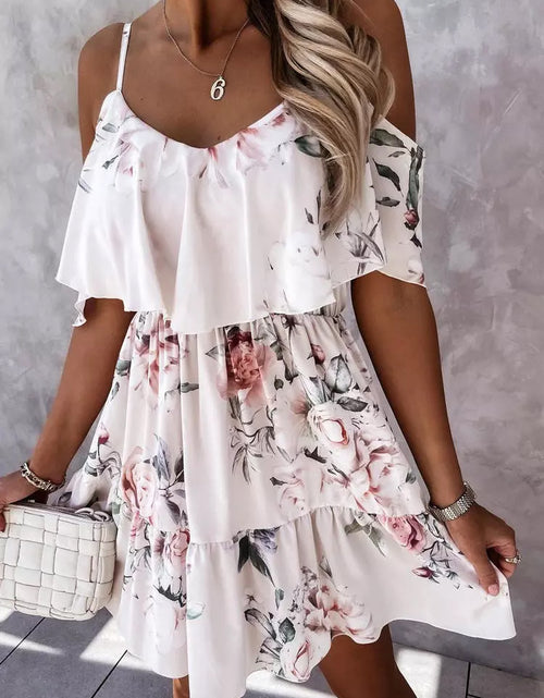 Load image into Gallery viewer, Off Shoulder Floral Mini Dress(Shipping 10-14 Days)
