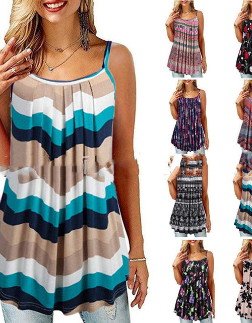 Load image into Gallery viewer, Women's Printed Pleated Wide Hem Loose Camisole(Shipping 10-14 Days)
