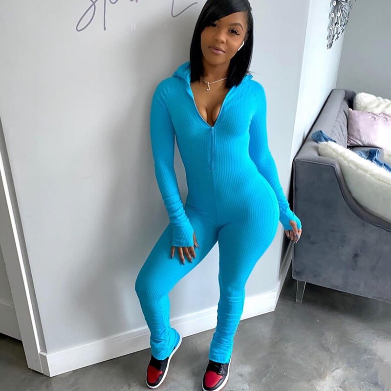 Turtleneck Gloved Sleeve Jumpsuits(Shipping 10-14 Days)