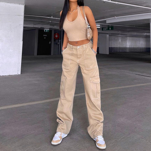 Load image into Gallery viewer, Cargo Solid Baggy Pants(Shipping 10-14 Days)
