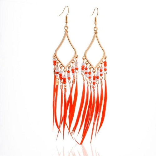 Load image into Gallery viewer, Tassels Feather Earrings(Shipping 10-14 Days)
