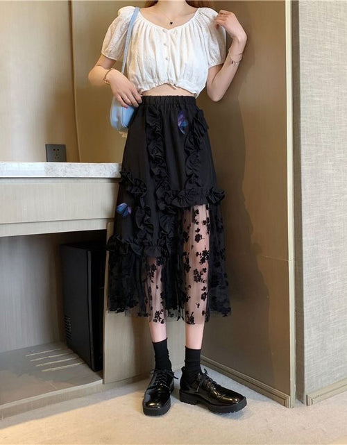 Load image into Gallery viewer, Black Lace Patchwork Skirt(Shipping 10-14 Days)
