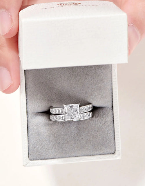 Load image into Gallery viewer, Newshe 2 Pieces Classic Wedding Rings Set for Women 7*7mm Princess Cut AAAAA Zircon 925 Sterling Silver Engagement Ring Jewelry(Shipping 10-14 Days)
