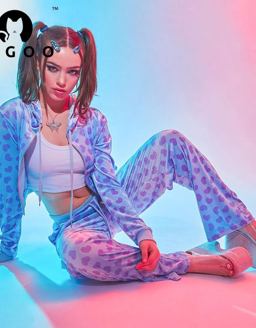 Load image into Gallery viewer, 2pc Set Love Printed Hooded Cardigan(Shipping 10-14 Days)
