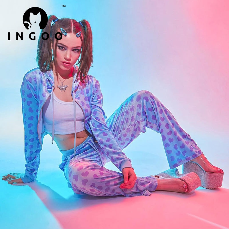2pc Set Love Printed Hooded Cardigan(Shipping 10-14 Days)