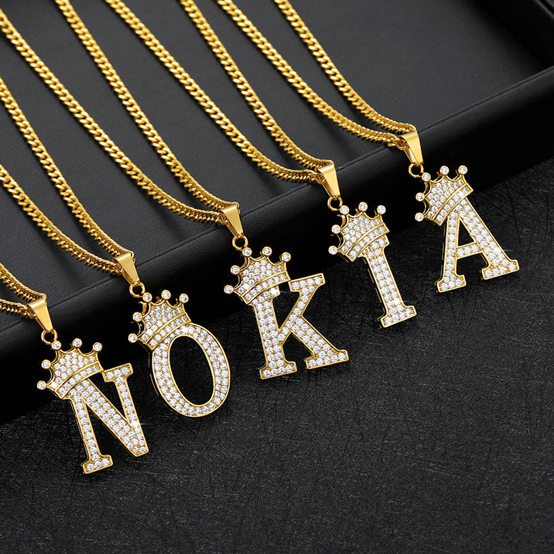 Zircon Alphabet Necklace(Shipping 10-14 Days)