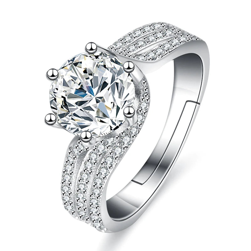 GRA moissanite ring, two-carat Deluxe Crown, full of diamonds, set with lady jewelry, ring accessories(Shipping 10-14 Days)