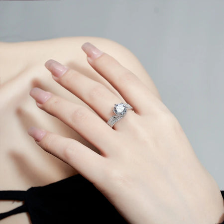 GRA moissanite ring, two-carat Deluxe Crown, full of diamonds, set with lady jewelry, ring accessories(Shipping 10-14 Days)