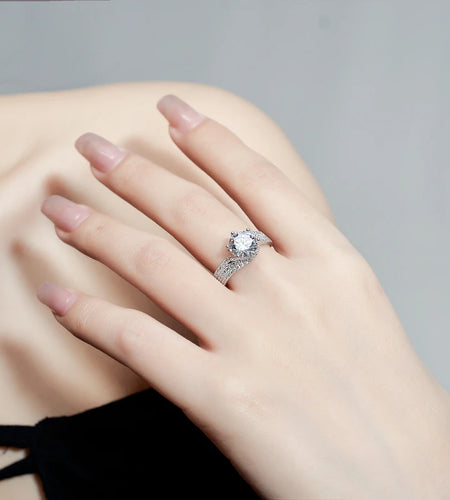 GRA moissanite ring, two-carat Deluxe Crown, full of diamonds, set with lady jewelry, ring accessories(Shipping 10-14 Days)