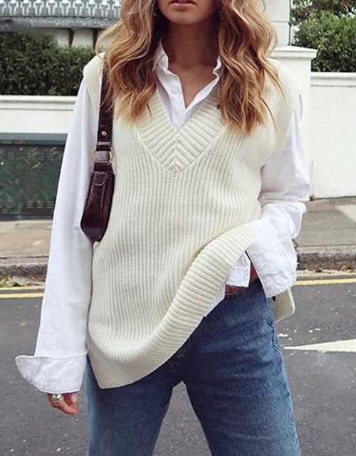 Load image into Gallery viewer, V-neck Knitted Sleeveless Vest(Shipping 10-14 Days)
