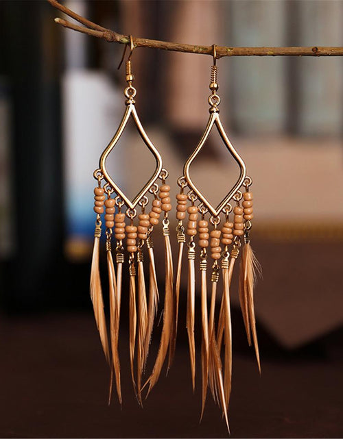 Load image into Gallery viewer, Tassels Feather Earrings(Shipping 10-14 Days)
