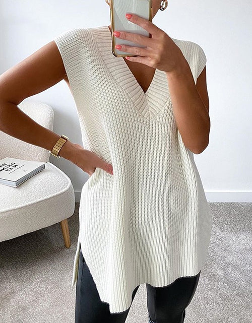 Load image into Gallery viewer, V-neck Knitted Sleeveless Vest(Shipping 10-14 Days)
