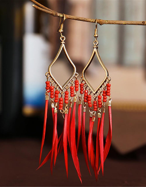 Load image into Gallery viewer, Tassels Feather Earrings(Shipping 10-14 Days)
