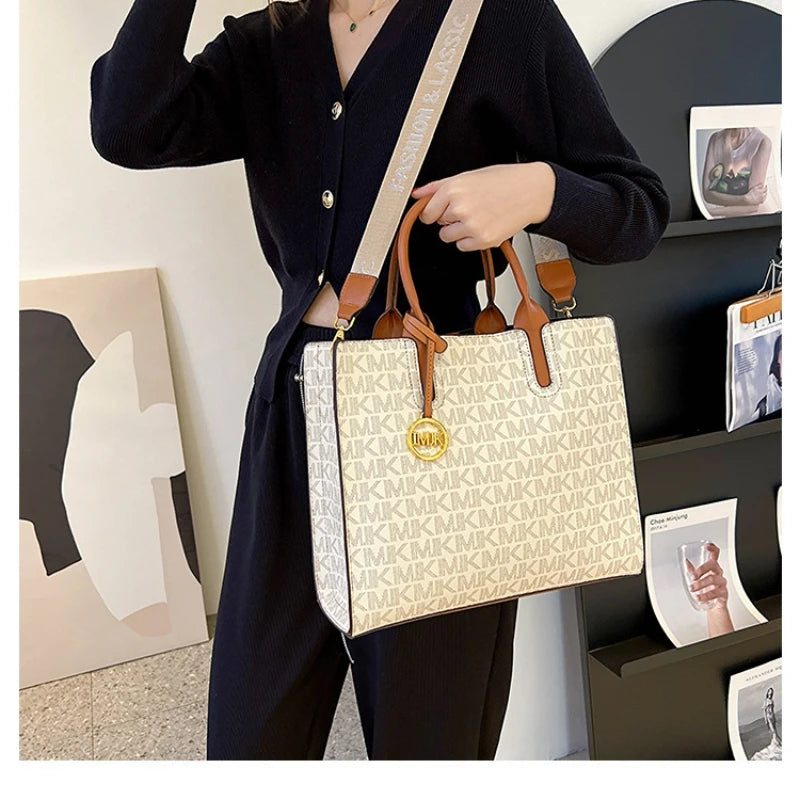 Casual Versatile Large Capacity Girls Shoulder Handbag Ladies Crossbody Letter Tote Bag Fashion Printing Light Luxury Classic PU (Shipping 10- 14 Days )
