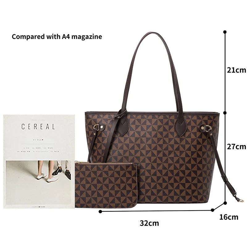 Shoulder Bags And Purse Sets For Women  2023 New Luxury Tote  Leather Designer Large Shopper Shopping Fashion Plaid Handbags