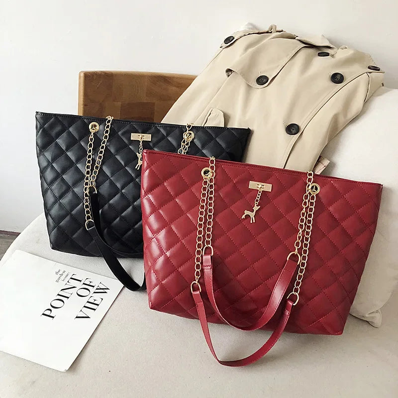 Tote Bags for Women PU Leather Diamond Lattice Handbag Personality Large Capacity Underarm Shoulder Bag Designer Bag 9Shipping 10-14 Days)