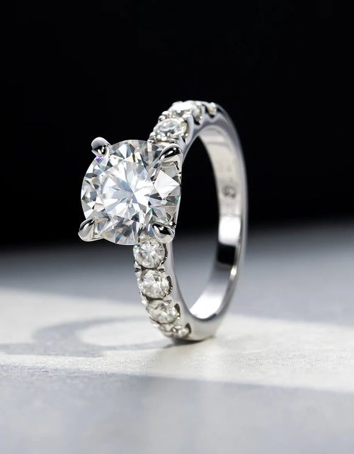 Load image into Gallery viewer, HTOTOH 3.5 Carat Moissanite Diamond Engagement Ring S925 Silver Round Wedding Ring Fine Jewelry (Shipping 10-14 Days)
