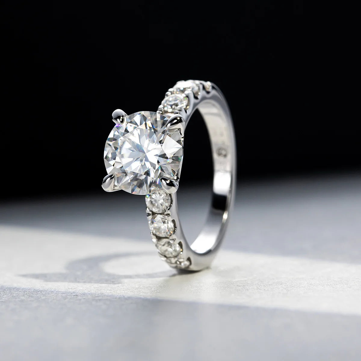 HTOTOH 3.5 Carat Moissanite Diamond Engagement Ring S925 Silver Round Wedding Ring Fine Jewelry (Shipping 10-14 Days)