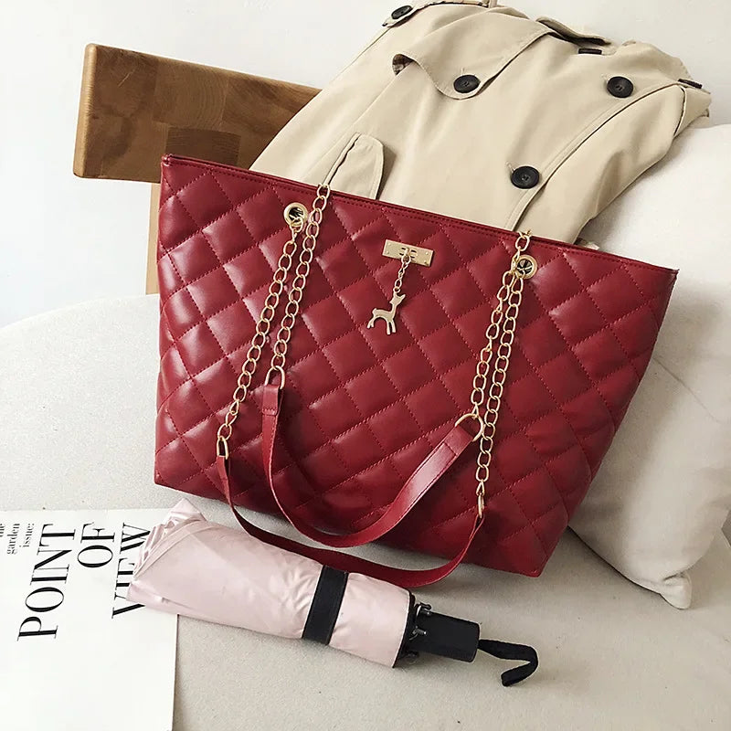 Tote Bags for Women PU Leather Diamond Lattice Handbag Personality Large Capacity Underarm Shoulder Bag Designer Bag 9Shipping 10-14 Days)