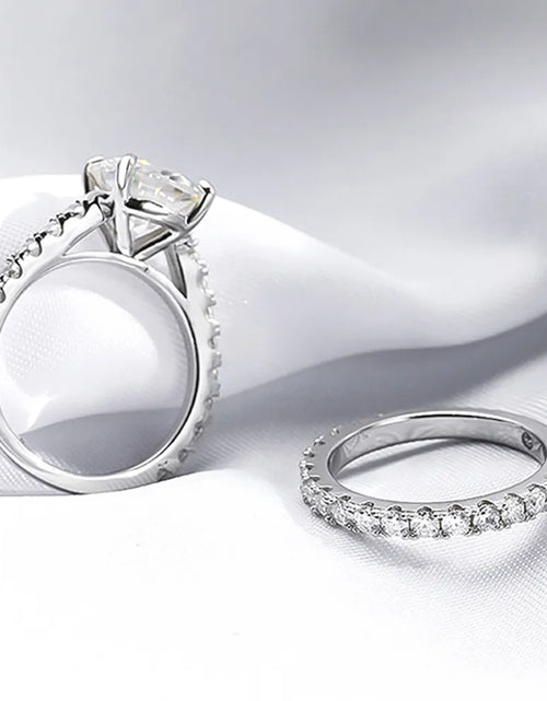 Load image into Gallery viewer, Serenty Day Four Claw D Color 9mm 3 Carat Full Moissanite Row Rings Set For Women S925 Sterling Silver Band Plated 18K (Shipping 10-14 Days)
