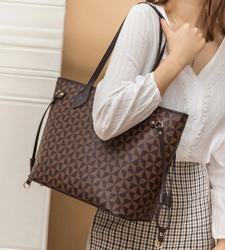 Shoulder Bags And Purse Sets For Women  2023 New Luxury Tote  Leather Designer Large Shopper Shopping Fashion Plaid Handbags