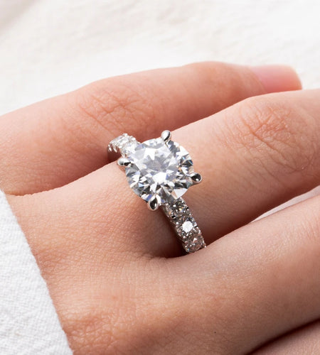 HTOTOH 3.5 Carat Moissanite Diamond Engagement Ring S925 Silver Round Wedding Ring Fine Jewelry (Shipping 10-14 Days)