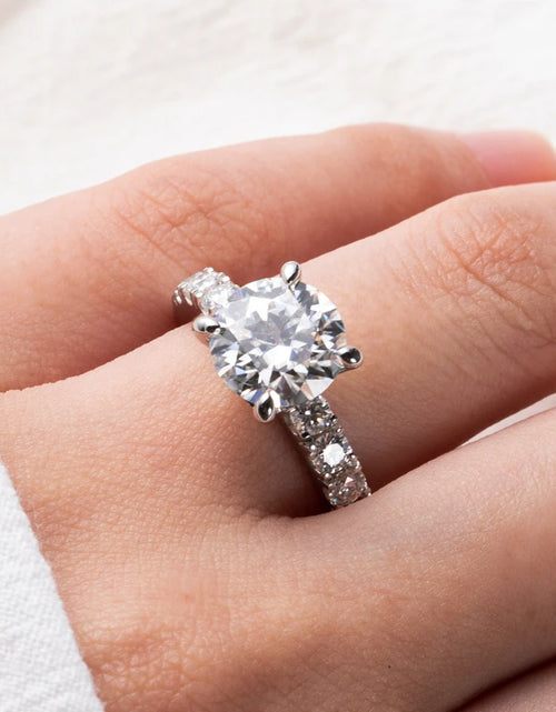 Load image into Gallery viewer, HTOTOH 3.5 Carat Moissanite Diamond Engagement Ring S925 Silver Round Wedding Ring Fine Jewelry (Shipping 10-14 Days)
