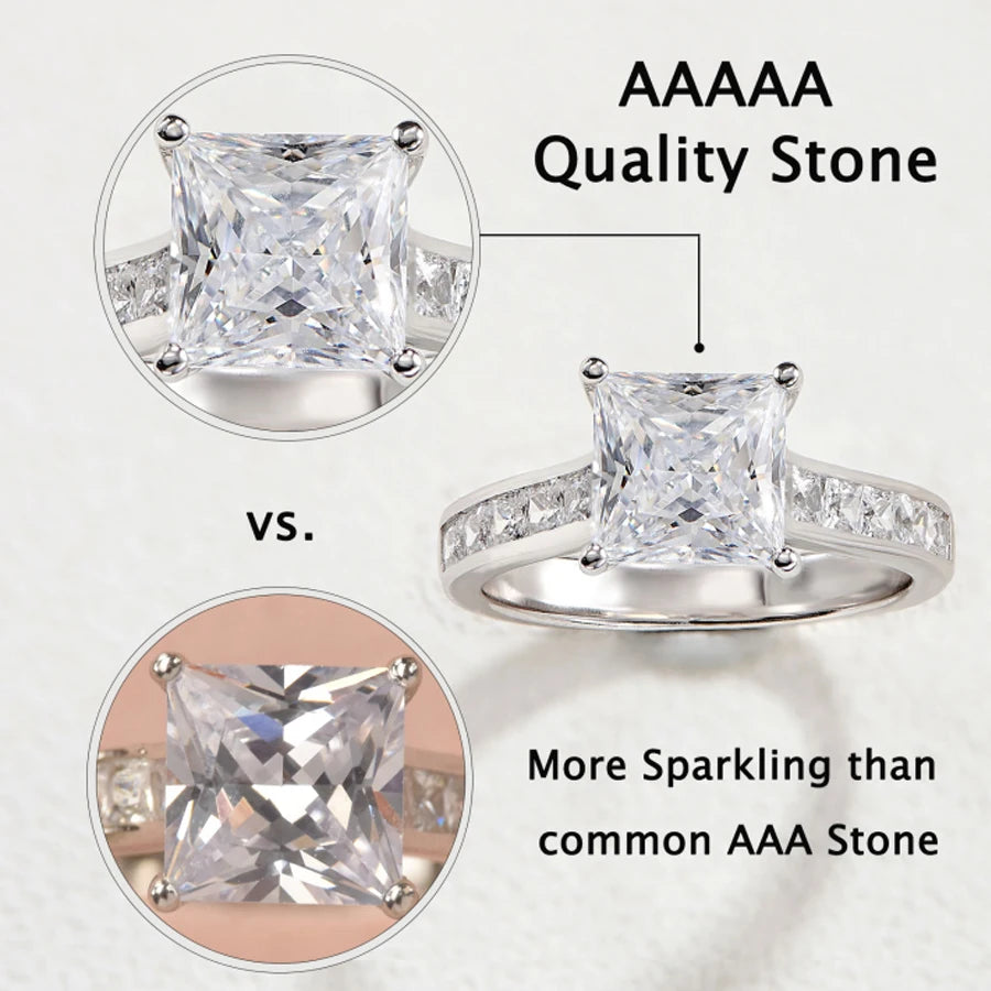 Newshe 2 Pieces Classic Wedding Rings Set for Women 7*7mm Princess Cut AAAAA Zircon 925 Sterling Silver Engagement Ring Jewelry(Shipping 10-14 Days)