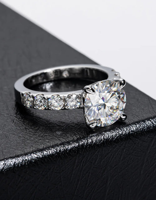 Load image into Gallery viewer, HTOTOH 3.5 Carat Moissanite Diamond Engagement Ring S925 Silver Round Wedding Ring Fine Jewelry (Shipping 10-14 Days)

