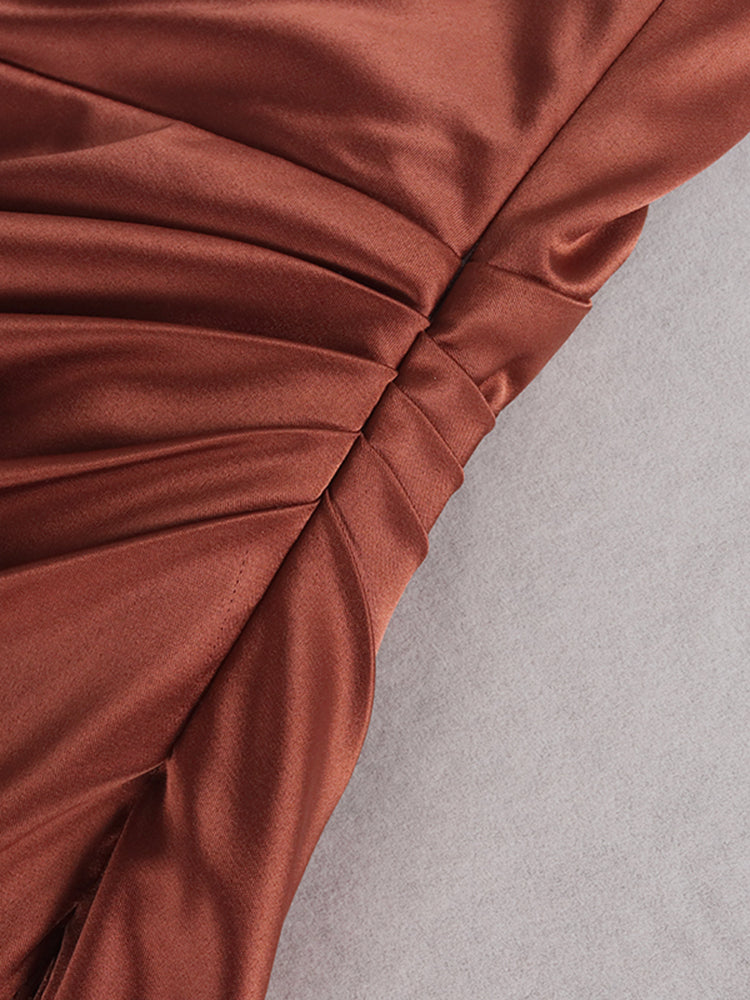 Midi Satin Dress Split Adjustable Strap(Shipping 10-14 Days)
